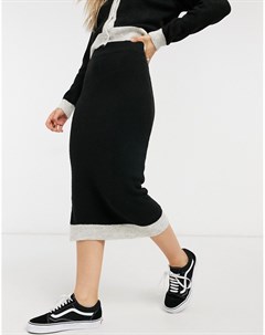 Трикотажная юбка миди с тесьмой по краю от комплекта Asos design