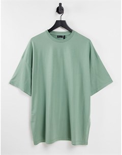 Зеленая футболка в стиле oversized с круглым вырезом из смесового органического хлопка Asos design