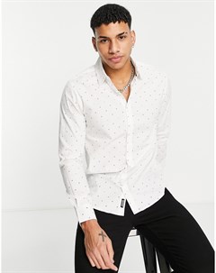 Белая рубашка с длинными рукавами и узором Threadbare