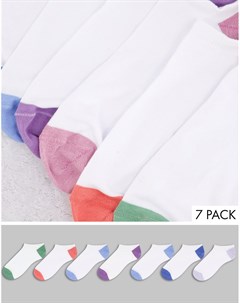 Набор из 7 пар белых спортивных носков с яркой контрастной отделкой Asos design