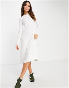 Свободное платье из мягкого материала белого цвета с длинными рукавами Asos design