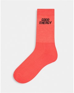 Розовые спортивные носки с надписью Good Energy Asos design