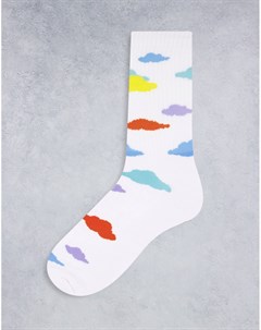 Белые спортивные носки с радужными облаками Asos design