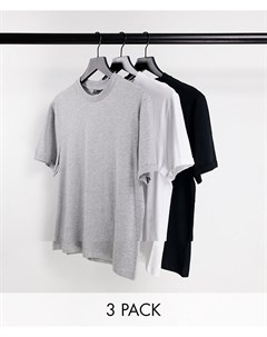 3 футболки с круглым вырезом и отворотами Asos design
