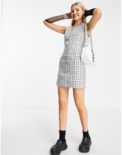 Облегающее платье мини с застежкой на пуговицах спереди в стиле 90 х серого цвета в клетку Daisy street