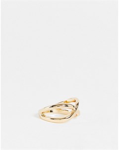 Золотистое кольцо с перекрестным дизайном Designb london