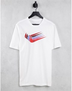 Белая футболка с ярусным принтом логотипа галочки на груди Nike