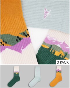 Набор из 3 пар спортивных носков с горными пейзажами и вышивкой Asos design
