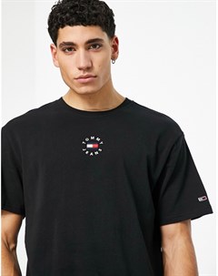 Черная футболка с маленьким круглым логотипом Tommy jeans