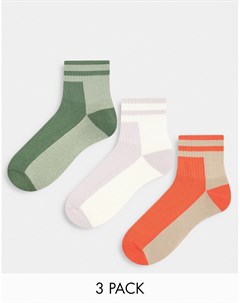Набор из 3 пар коротких толстых носков из меланжевой пряжи разных цветов Asos design