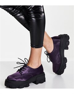 Фиолетовые туфли из атласа для широкой стопы на толстой плоской подошве Mall Asos design