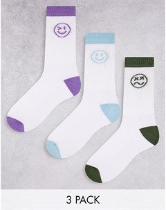 Набор из 3 пар спортивных носков со смайликами Asos design