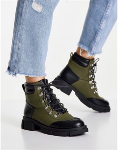 Ботинки на шнуровке цвета хаки с металлическими люверсами Miss selfridge