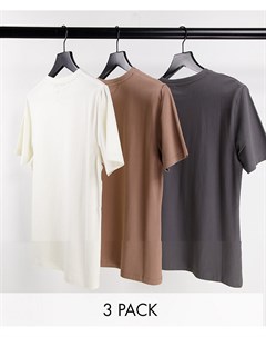 Комплект из 3 разноцветных футболок облегающего кроя с круглым вырезом Asos design