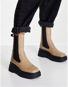 Светло коричневые кожаные ботинки челси на плоской платформе с эластичной вставкой сбоку Carla Vagabond