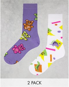 Набор из 2 пар носков с принтом плюшевых мишек в стиле ретро Asos design
