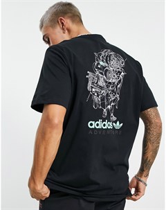 Черная футболка с принтом на спине Adventure Adidas originals