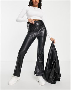 Черные расклешенные брюки из искусственной кожи Hourglass Asos design