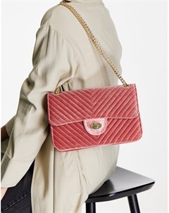 Розовая стеганая сумка через плечо из бархата London My accessories