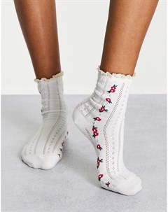 Белые носки с волнистым краем и цветочным принтом & other stories