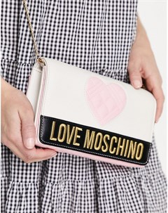 Кремовая сумка через плечо с логотипом в виде сердца Love moschino