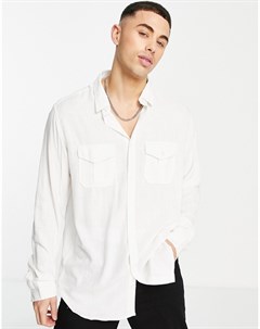Белая рубашка из материала с добавлением льна с длинными рукавами Brave soul