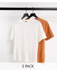 Набор из 2 футболок разных цветов из смесового органического хлопка с круглым вырезом Asos design