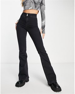 Черные выбеленные джинсы клеш из переработанного смесового хлопка Joni Topshop