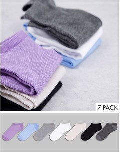 Набор из 7 пар спортивных носков модных цветов из вафельного трикотажа Asos design