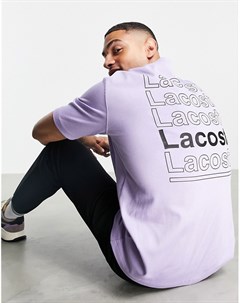 Сиреневая футболка с повторяющимся логотипом на спине Lacoste
