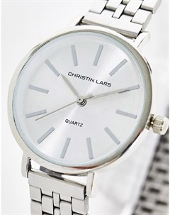 Серебристые женские часы с крупными звеньями на браслете Christian Lars Christin lars
