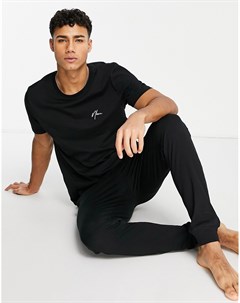 Комплект одежды для дома из футболки и джоггеров черного цвета New look