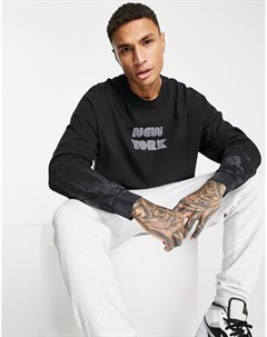 Oversized лонгслив с эффектом тай дай и принтом New York Asos design