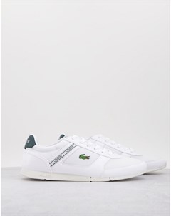 Белые кроссовки с темно зеленой вставкой Lacoste