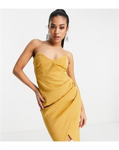 Желтое платье бандо миди с запахом ASOS DESIGN Petite Asos petite