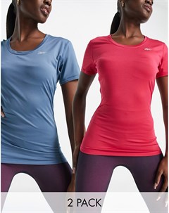 Набор из 2 спортивных футболок серо синего и розового цвета Rani Reebok