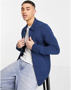 Обтягивающая трикотажная куртка Харрингтон темно синего цвета Asos design