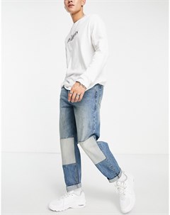 Выбеленные джинсы свободного кроя с накладками Topman