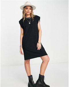 Черное трикотажное платье с короткими рукавами Jeanette Object