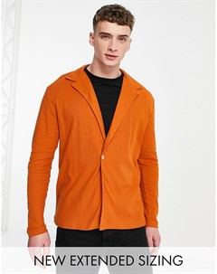 Оранжевая рубашка свободного кроя с запахом и длинными рукавами из вафельного трикотажа Asos design