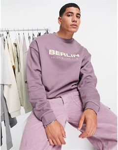 Oversized свитшот фиолетового цвета с принтом Berlin Asos design