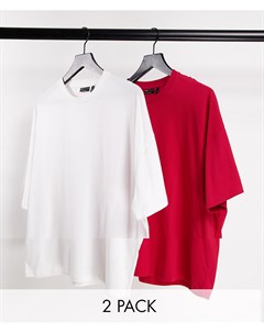 Комплект из 2 oversized футболок из смесового органического хлопка разных цветов Asos design