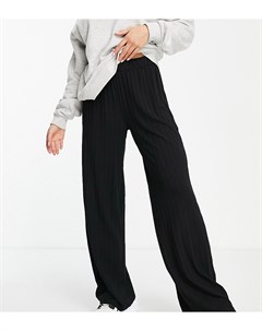 Черные брюки с широкими штанинами в рубчик от комплекта Vero moda petite