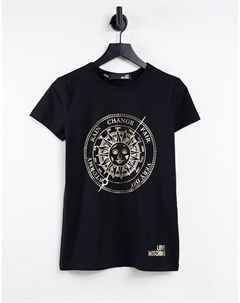 Черная футболка с логотипом в виде солнца Love moschino
