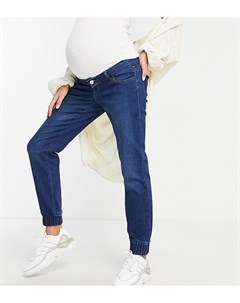 Темно голубые зауженные джинсы Mamalicious Maternity