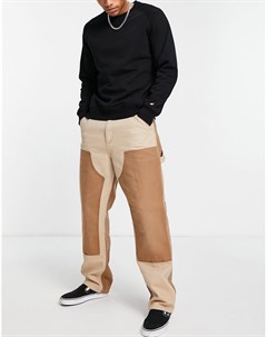 Коричневые свободные брюки прямого кроя с двойными коленями Carhartt wip