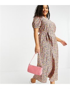 Платье макси с вырезом сердечком и цветочным принтом Vero moda curve