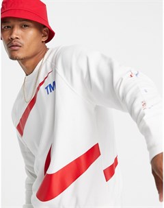 Бело красный флисовый свитшот с логотипом галочкой Nike