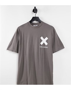 Темно серая футболка с логотипом Unisex Collusion