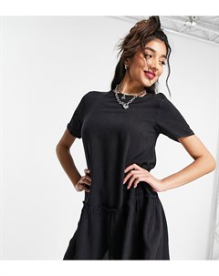 Свободное платье мини из черного выбеленного денима в винтажном стиле с оборкой по нижнему краю Wednesday's girl